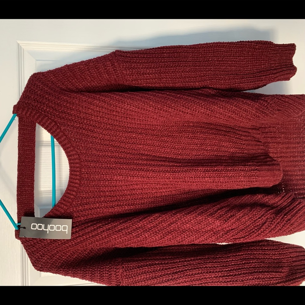 Boohoo Burgundy Chunky Knit Sweater